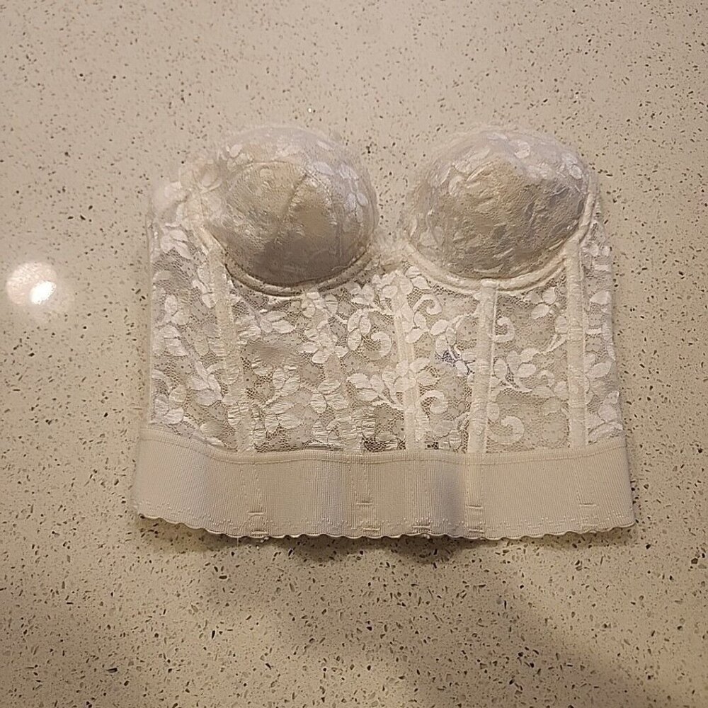 JC Penney Adonna Bra 34B White Underwire Vintage Style 2151 Strapless